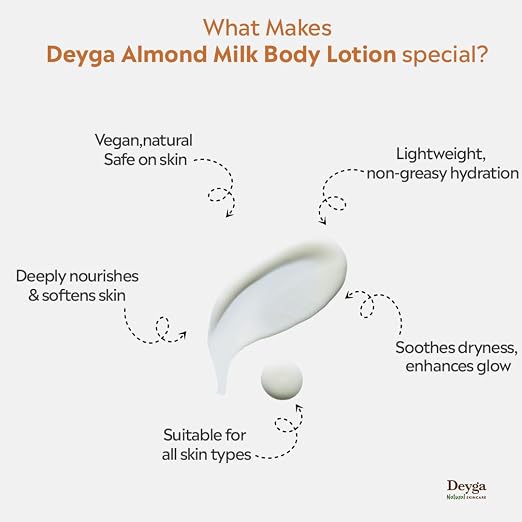 Deyga Almond Milk Body Lotion – Deep Hydrating & Nourishing Natural Body Moisturiser (100ml)