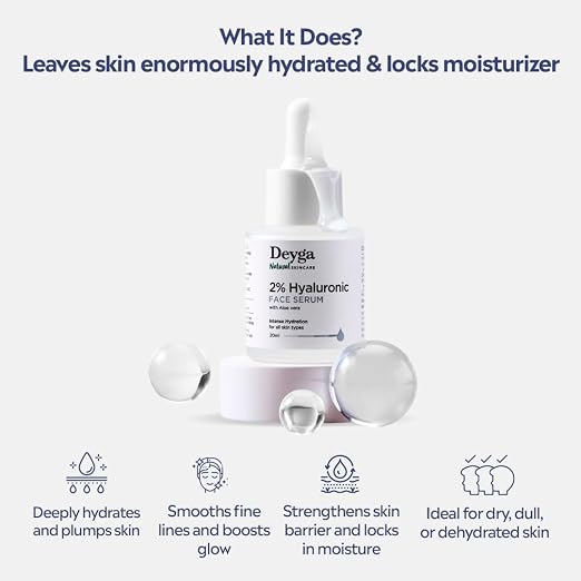 Deyga 2% Hyaluronic Acid Serum 20 ml – Intense Hydration & Skin Plumping Face Serum