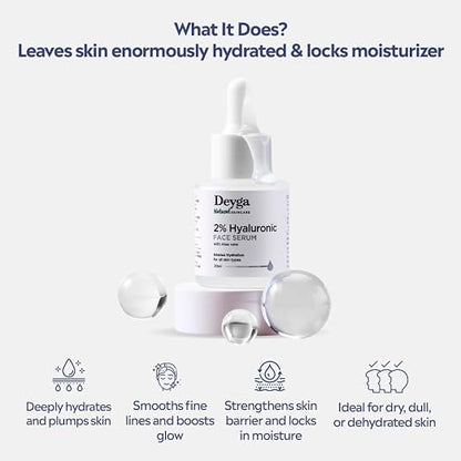 Deyga 2% Hyaluronic Acid Serum 20 ml – Intense Hydration & Skin Plumping Face Serum