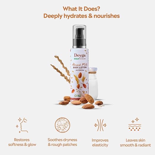 Deyga Almond Milk Body Lotion – Deep Hydrating & Nourishing Natural Body Moisturiser (100ml)