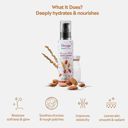 Deyga Almond Milk Body Lotion – Deep Hydrating & Nourishing Natural Body Moisturiser (100ml)