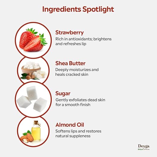 Deyga Strawberry Lip Scrub 16g – Natural Lip Exfoliator