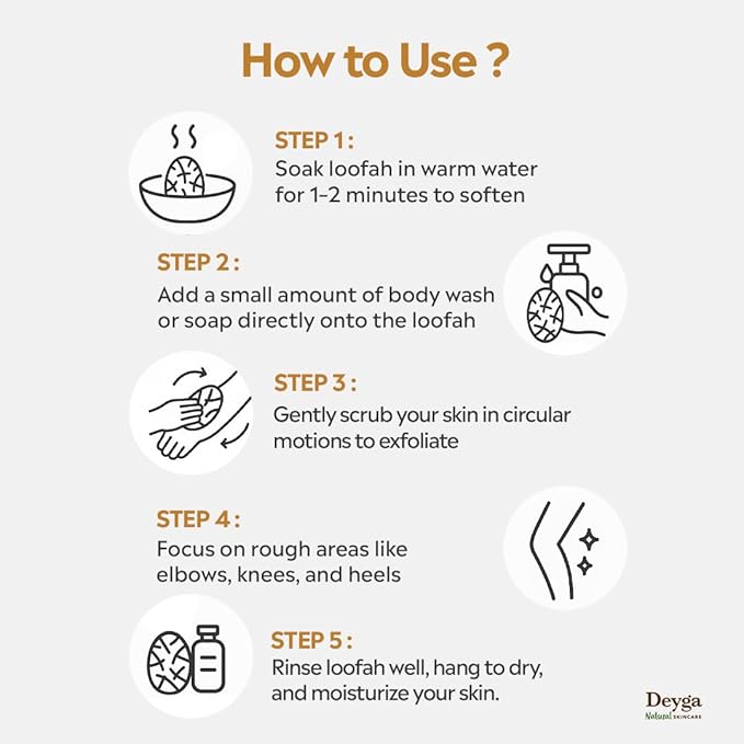 Deyga Natural Loofah – Gentle Exfoliating Bath Sponge for Smooth Skin