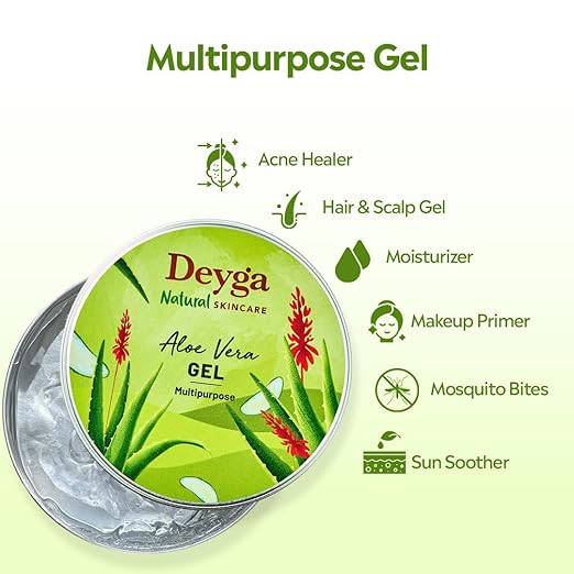 Aloe Vera Gel – 100% Organic Multi-Purpose Hydrating Gel for Face, Body & Hair Care