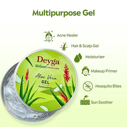Aloe Vera Gel – 100% Organic Multi-Purpose Hydrating Gel for Face, Body & Hair Care