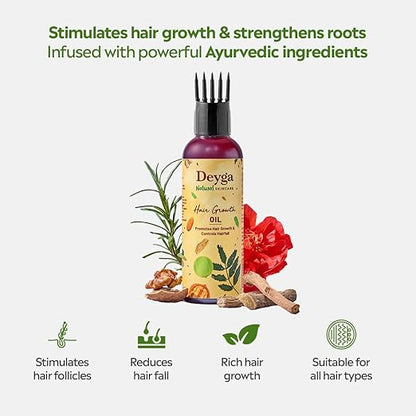 Hair Growth Oil – Natural Ayurvedic Hair Oil for Hair Fall Control, Thicker & Stronger Hair Growth | Herbal Scalp Nourishing Oil