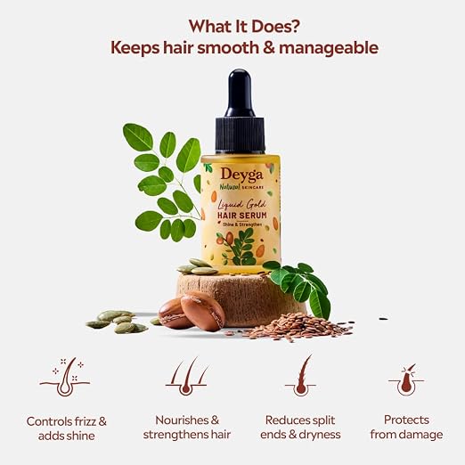 Deyga Liquid Gold Hair Serum – Frizz Control & Shine Repair Lightweight Hair Serum (30ml)