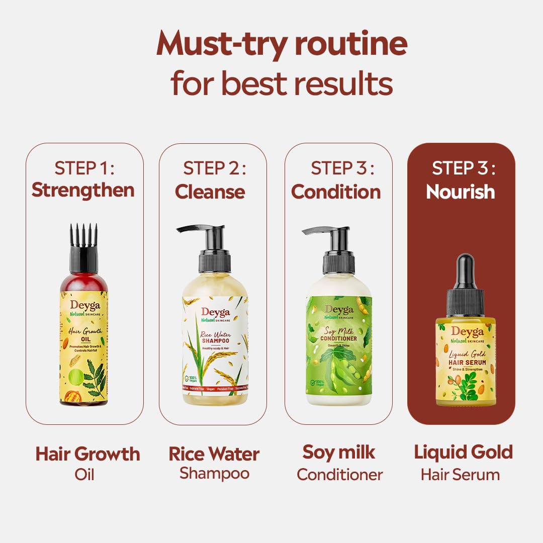 Deyga Liquid Gold Hair Serum – Frizz Control & Shine Repair Lightweight Hair Serum (30ml)