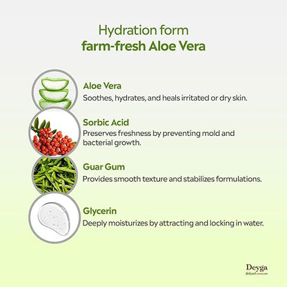 Aloe Vera Gel – 100% Organic Multi-Purpose Hydrating Gel for Face, Body & Hair Care