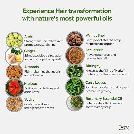 Hair Growth Oil – Natural Ayurvedic Hair Oil for Hair Fall Control, Thicker & Stronger Hair Growth | Herbal Scalp Nourishing Oil