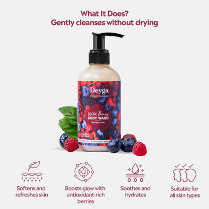 Deyga Wild Berry Body Wash 220 ml– Hydrating & Refreshing Natural Body Cleanser