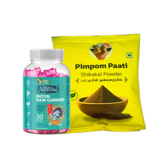 Shikakai Shampoo & Biotin Gummies Hair Care Bundle